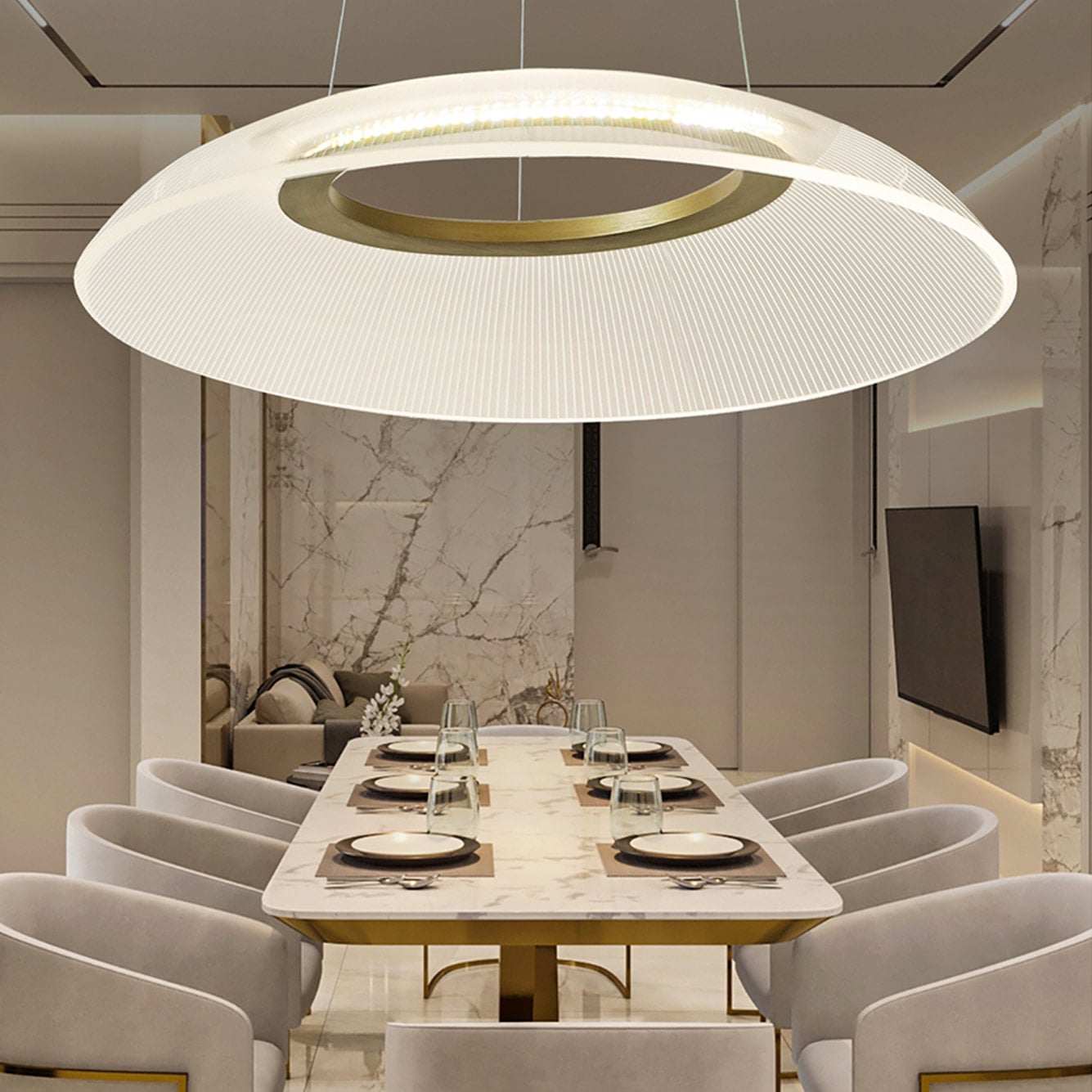 Sia Yuvarlak Avize 24 Watt Gold (56x85 cm) - 2