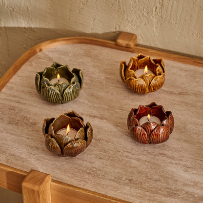 Lotus Mumluk Açık Kahverengi (8x8x5 cm) - TURUNCU - 8x8x5 cm - 2