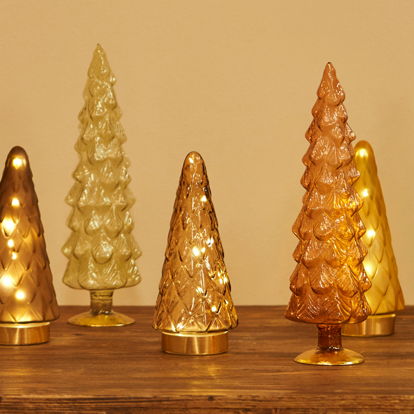 Pine Tree Yılbaşı Ledli Aydınlatma Gold (24 cm) - 24 cm - KAHVERENGİ - 2