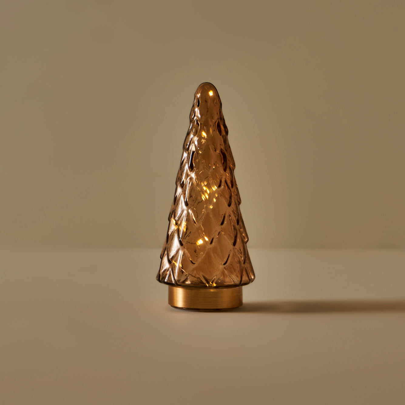 Pine Tree Yılbaşı Ledli Aydınlatma Gold (24 cm) - 24 cm - KAHVERENGİ - 3