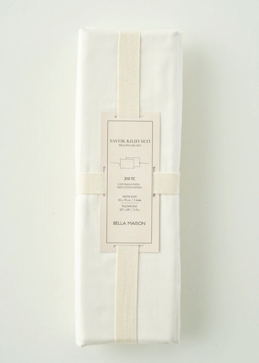 %100 Pamuk Saten Supreme 2'li Yastık Kılıfı Beyaz (50x70 cm) - 2