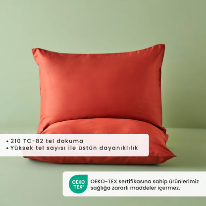 %100 Pamuk Saten Supreme 2'li Yastık Kılıfı Kiremit (50x70 cm)