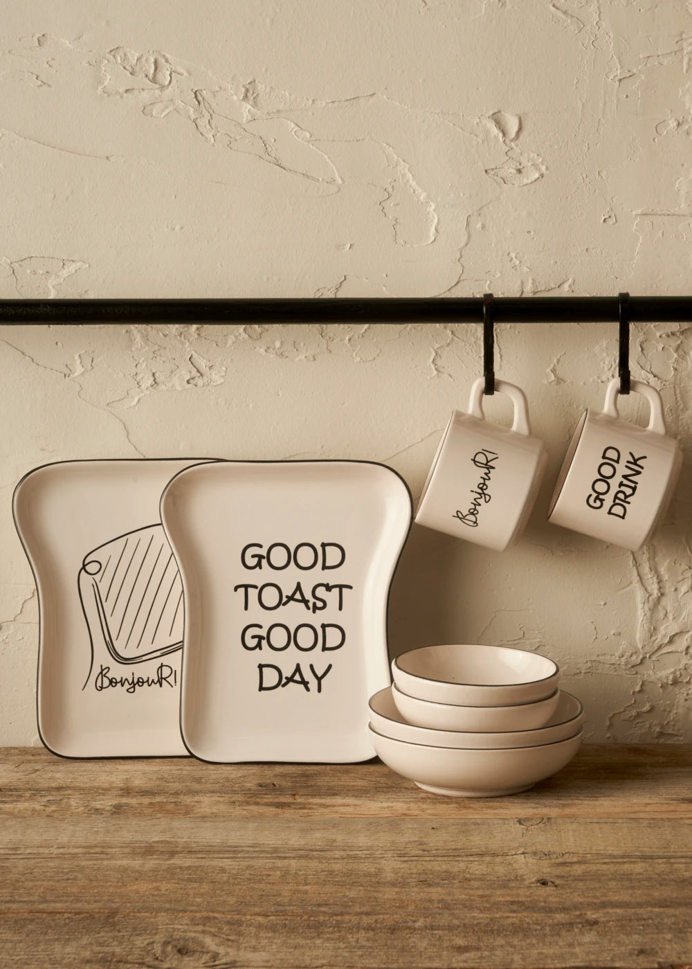 Toast Seramik 8 Parça 2 Kişilik Kahvaltı Takımı Siyah