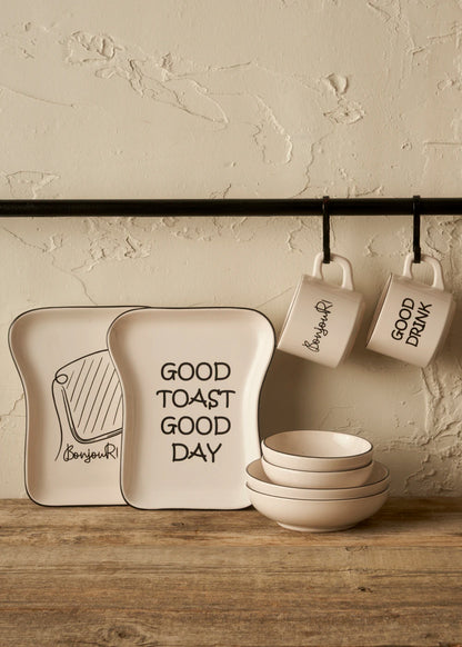 Toast Seramik 8 Parça 2 Kişilik Kahvaltı Takımı Siyah