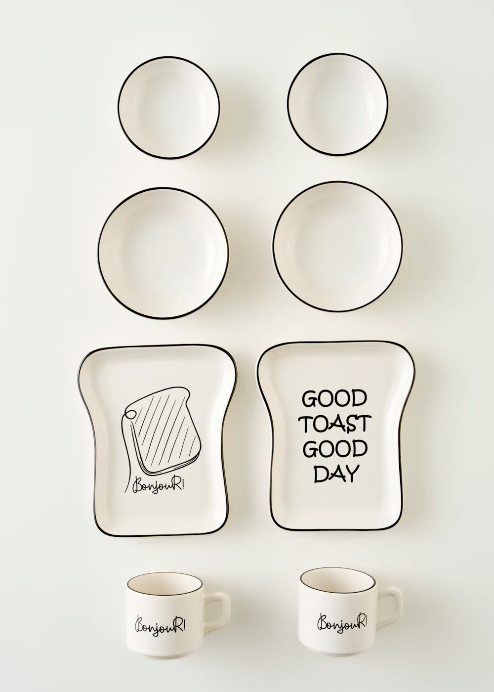 Toast Seramik 8 Parça 2 Kişilik Kahvaltı Takımı Siyah - 5