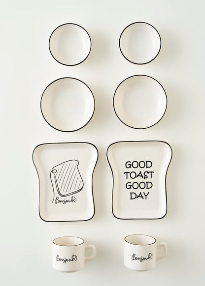 Toast Seramik 8 Parça 2 Kişilik Kahvaltı Takımı Siyah - 5