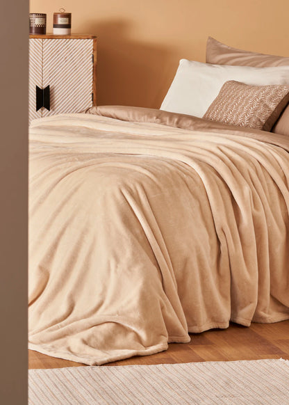 Shelly Wellsoft Çift Kişilik Battaniye Bej (200x220 cm)