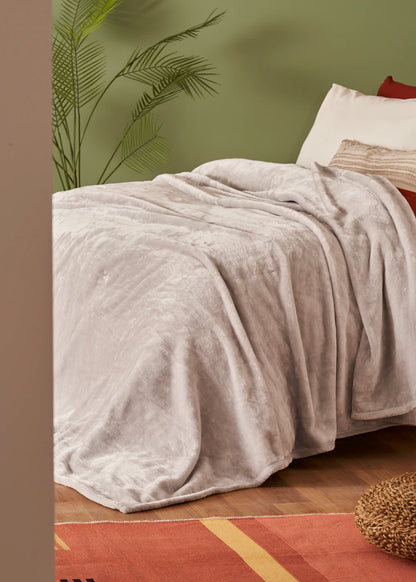 Shelly Wellsoft Çift Kişilik Battaniye Açık Gri (200x220 cm)
