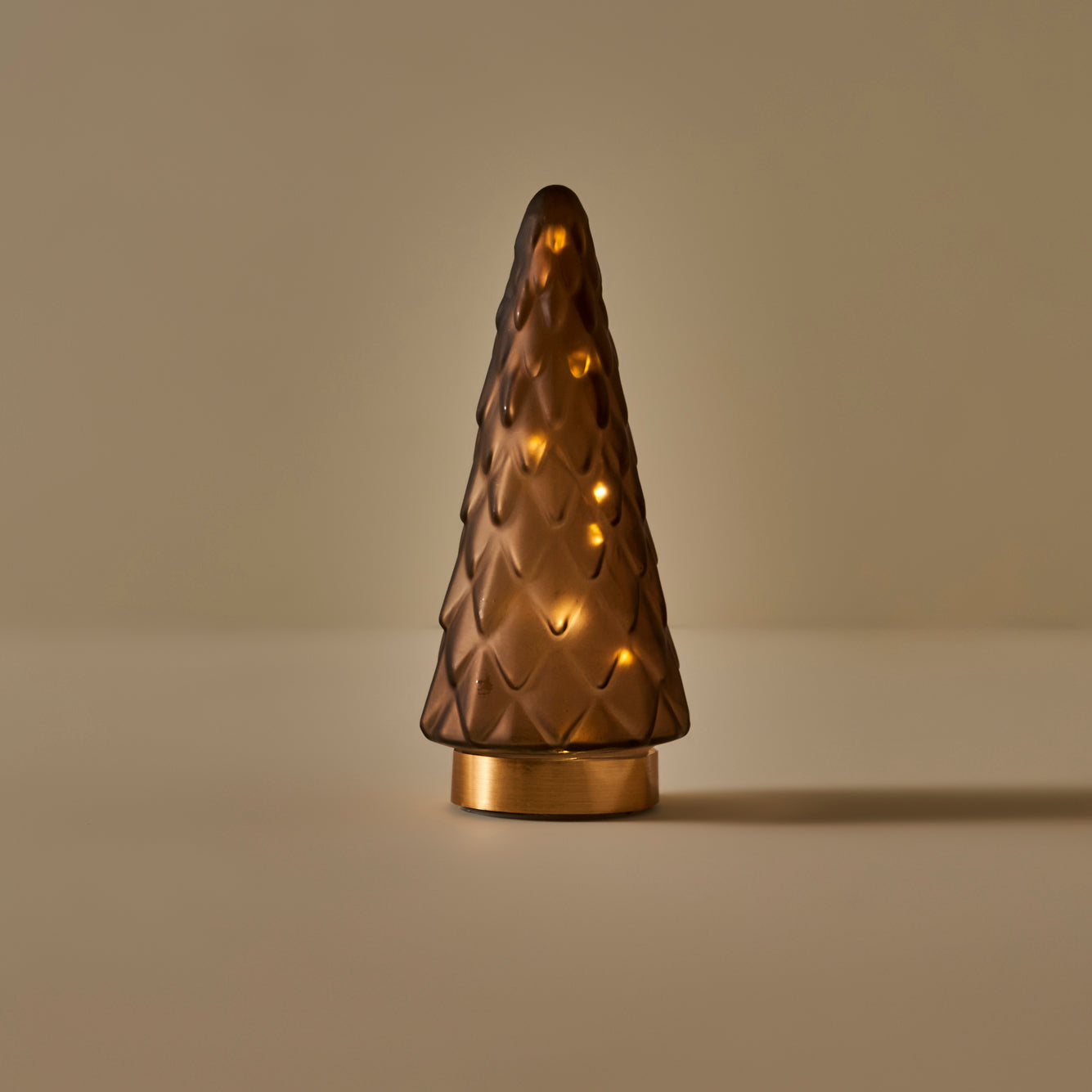 Pine Tree Yılbaşı Ledli Aydınlatma Gold (24 cm) - 24 cm - KOYU KAHVE - 3