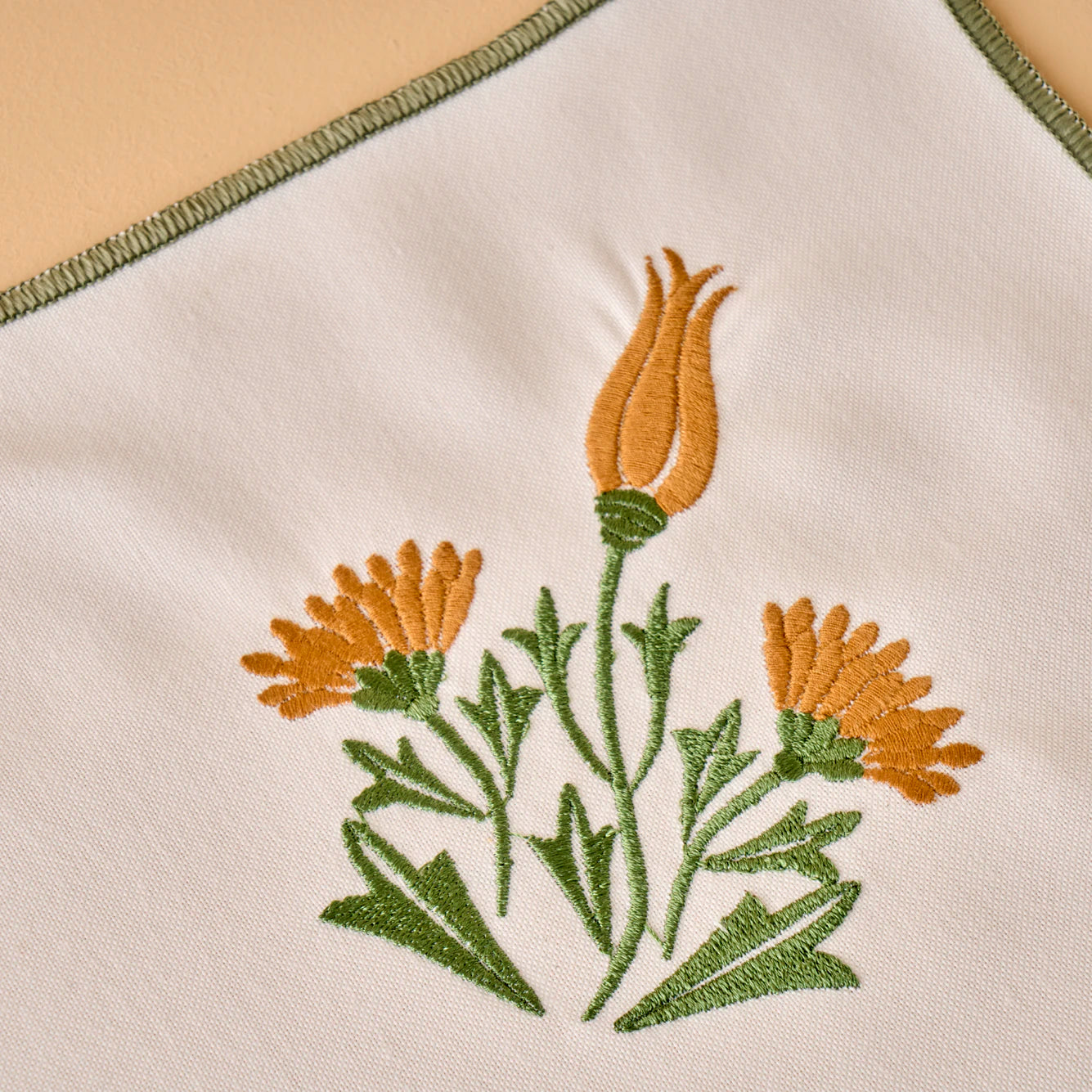 Tulip Pamuklu Peçete Beyaz-Yeşil (40x40 cm) - 3