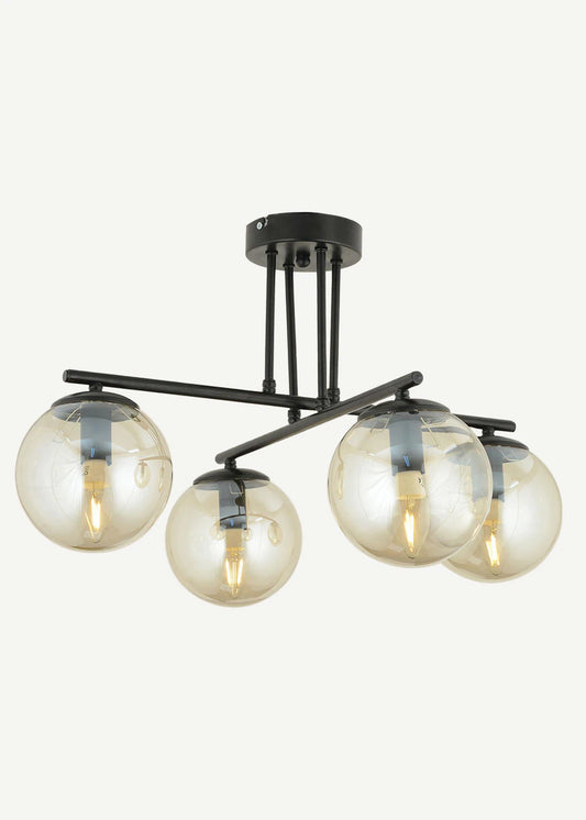 Dolly 4'lü Bal Camlı Avize Siyah (76x36 cm)