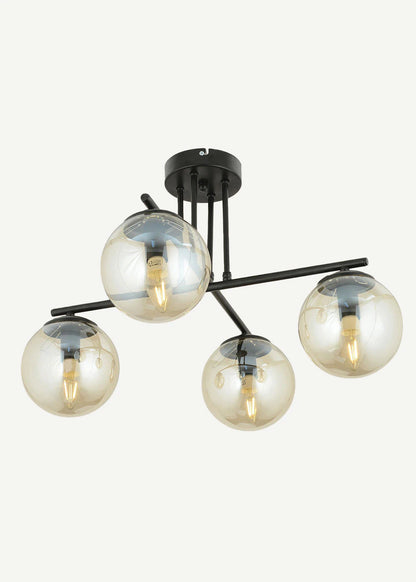 Dolly 4'lü Bal Camlı Avize Siyah (76x36 cm)
