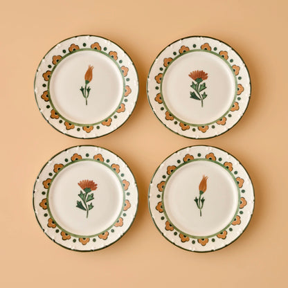 Tulip Porselen 4'lü Pasta Tabağı Seti (19 cm)