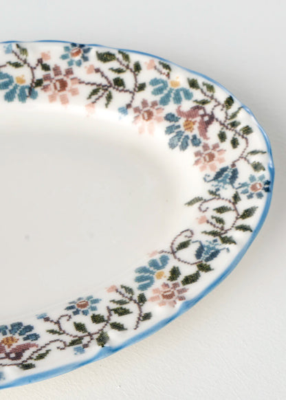 Vintage Porselen 26 Parça 6 Kişilik Kahvaltı Takımı Mavi - 9