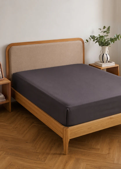 %100 Pamuk Saten Supreme Çift Kişilik Lastikli Çarşaf Antrasit (160x200x35 cm)