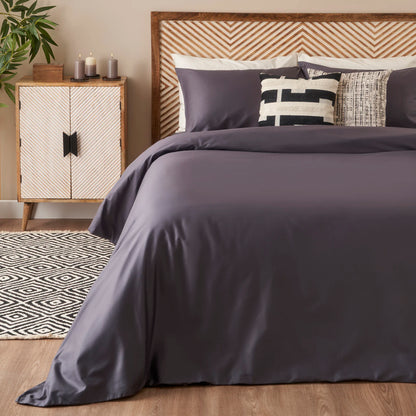 %100 Pamuk Saten Supreme Basic Çift Kişilik Nevresim Seti Antrasit (200x220 cm)