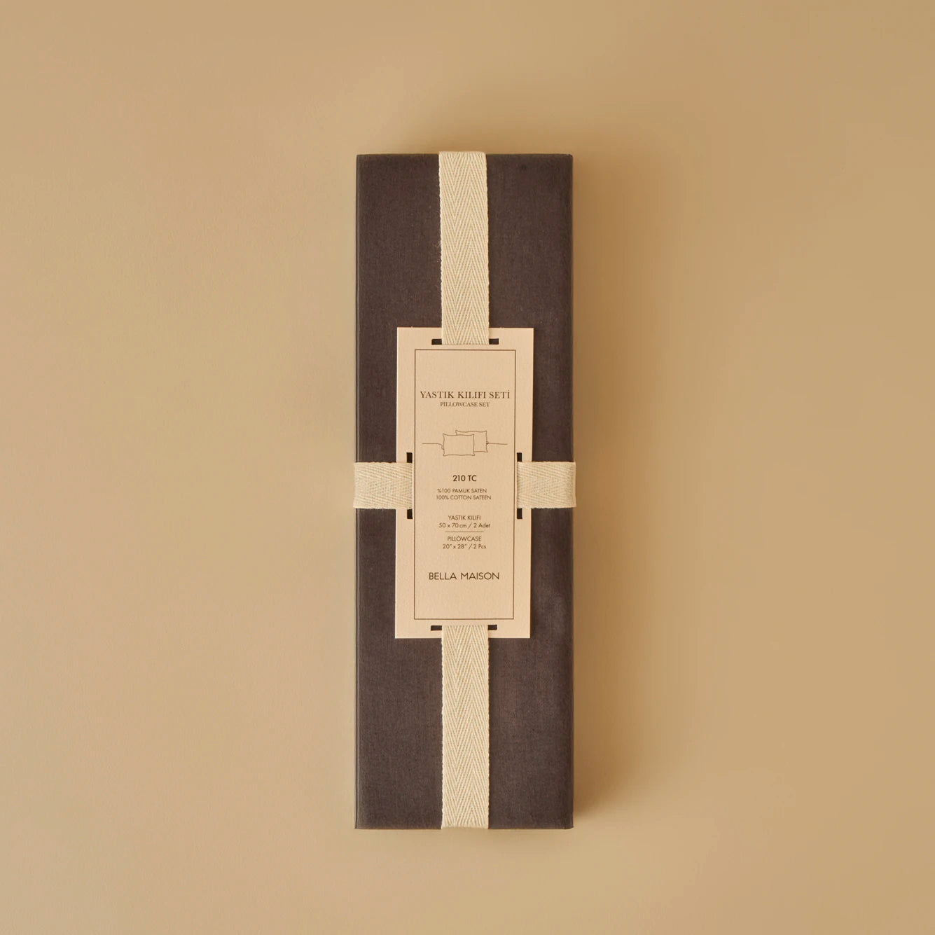%100 Pamuk Saten Supreme 2'li Yastık Kılıfı Vizon (50x70 cm) - ANTRASİT - 50x70 cm - 2