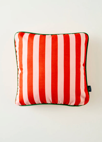 %100 Pamuk Line Biyeli Kırlent Kılıfı Kırmızı (43x43 cm)