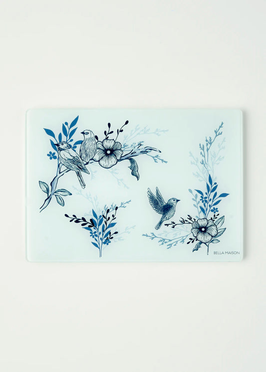 Bleu Blanc Cam Kesme Tahtası Mavi (35x25 cm)