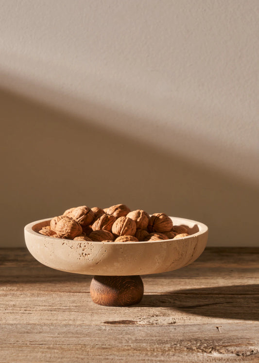 Ephesus Traverten Ayaklı Sunum Kasesi Naturel (25 cm) - 2