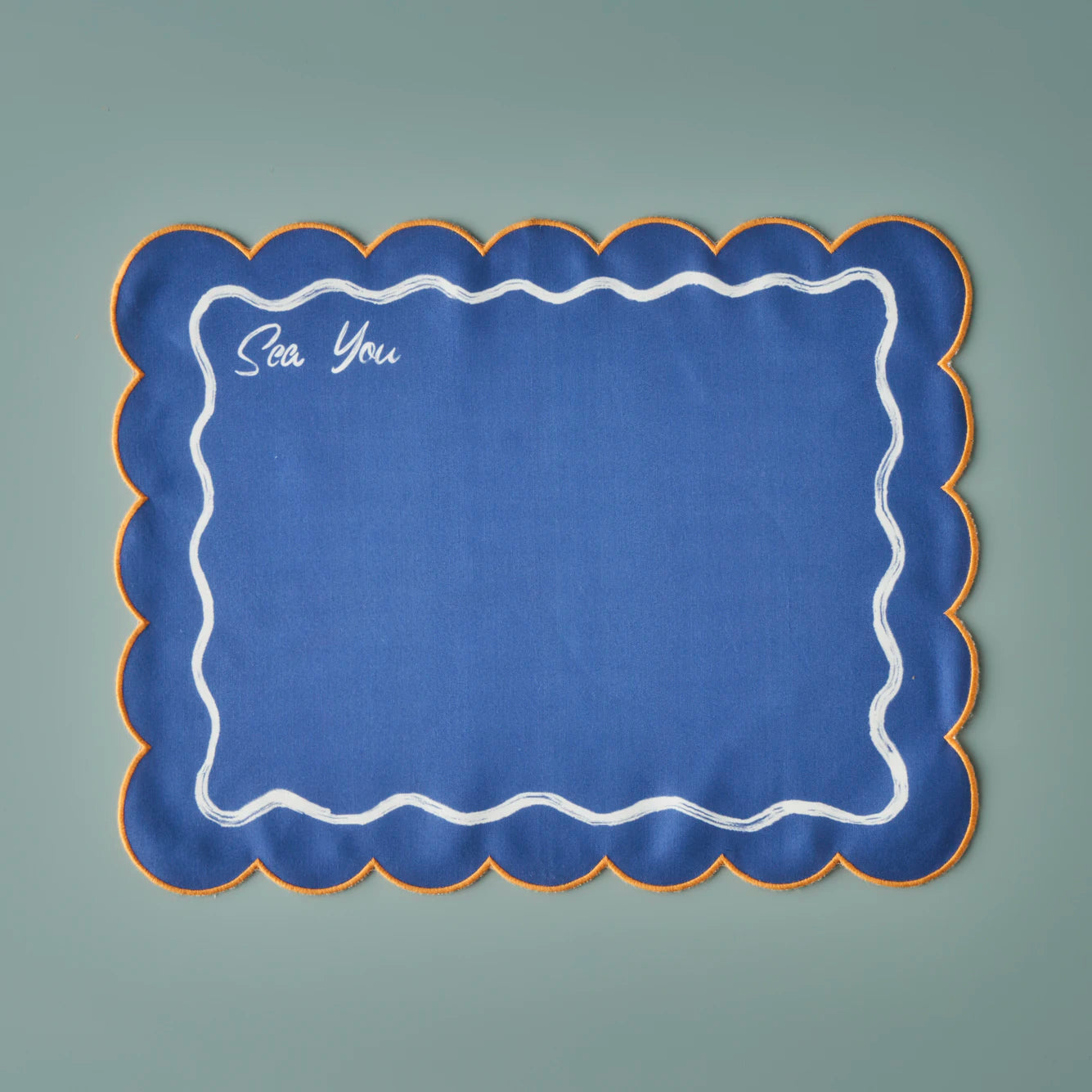 Marine Pamuklu Scallop Kenar Amerikan servis Mavi (35x45 cm) - 3