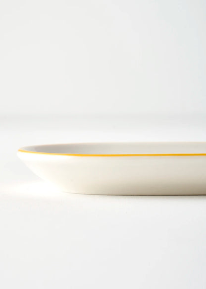 Line Oval Porselen Sunum Tabağı Sarı (18x11 cm)