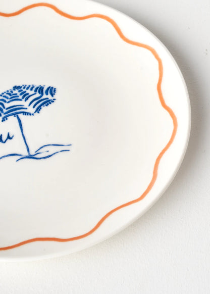 Marine Porselen 6'lı Pasta Tabağı Seti Mavi (19 cm)