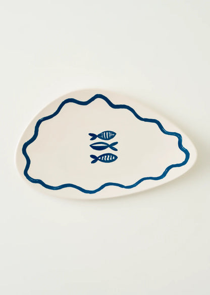 Marine Seramik Servis Tabağı Mavi (35 cm)