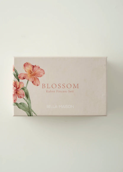 Blossom Porselen 2'li Kahve Fincanı Seti Bej (90 cc) - KIRMIZI - 90 cc - 4