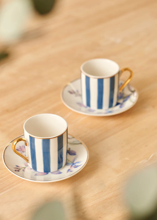 Blossom Porselen 2'li Kahve Fincanı Seti Mavi (90 cc)