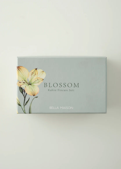Blossom Porselen 2'li Kahve Fincanı Seti Bej (90 cc) - YEŞİL - 90 cc - 5