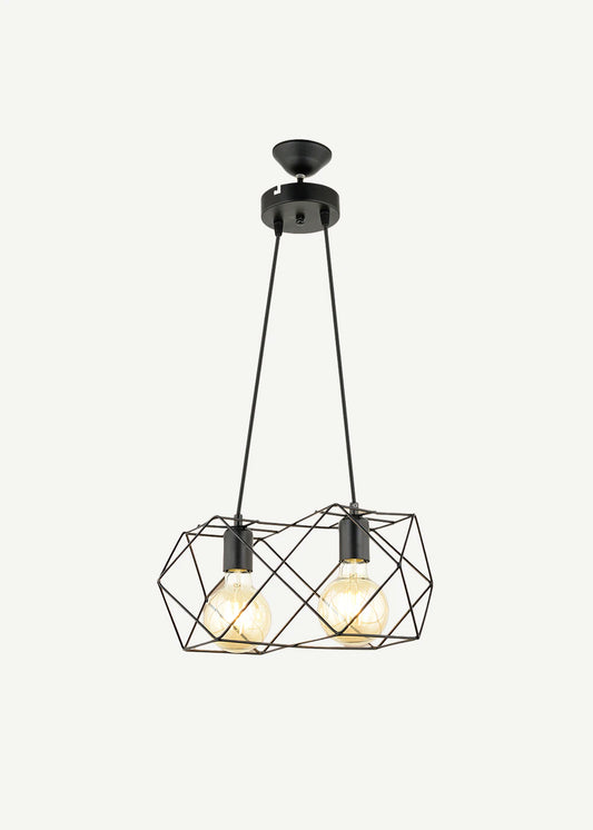 Celine 2'li Sıralı Sarkıt Avize Siyah (50x75 cm)