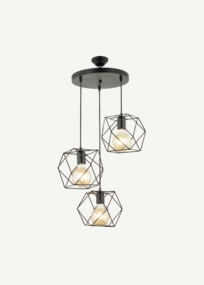 Celine 3'lü Sıralı Sarkıt Avize Siyah (50x90 cm)