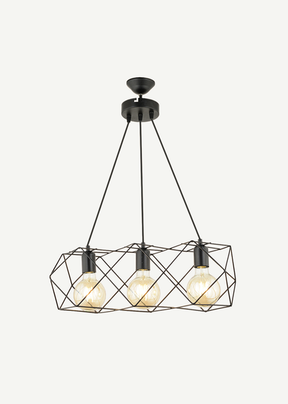 Celine 3'lü Sıralı Sarkıt Avize Siyah (50x90 cm)