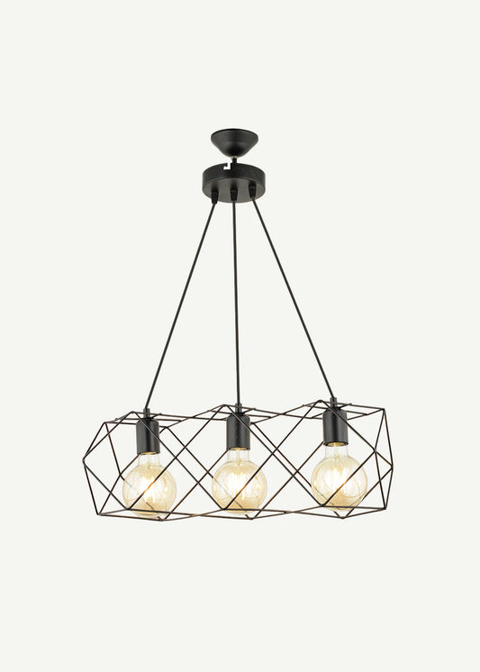 Celine 3'lü Sıralı Sarkıt Avize Siyah (50x90 cm)