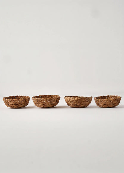 Carmen 4'lü Hasır Sepet Naturel (15x4 cm)