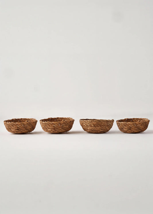Carmen 4'lü Hasır Sepet Naturel (15x4 cm)