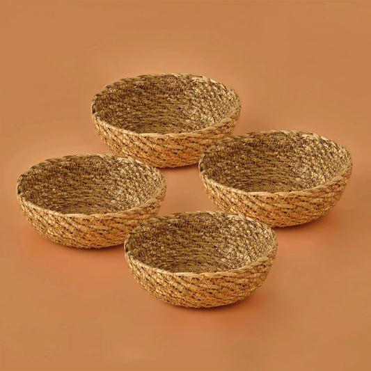 Carmen 4'lü Hasır Sepet Naturel (15x4 cm)