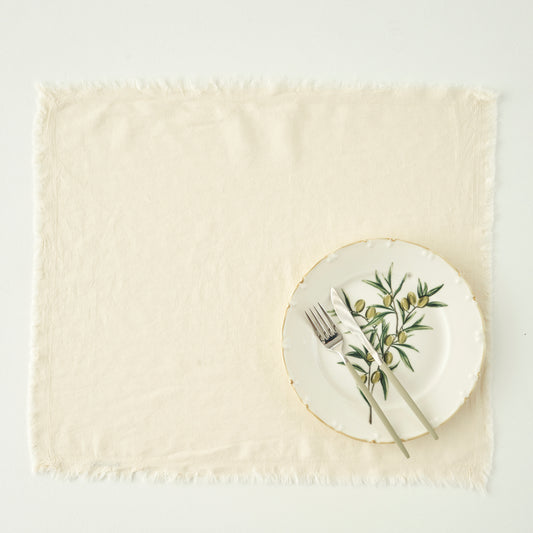 %100 Pamuk Olive Püsküllü Amerikan Servis Krem (35x45 cm)