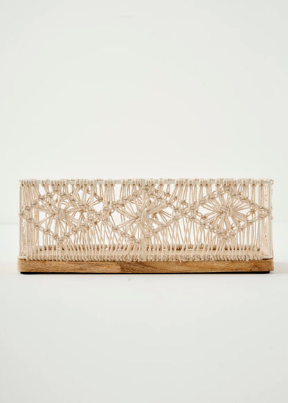 Sierra Dekoratif Makrome Sepet Krem (35x17x13 cm)