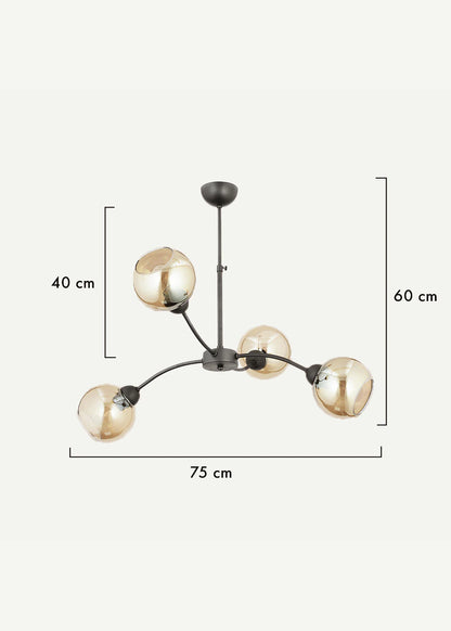 Leto 6'lı Avize Siyah (75x55 cm) - 4'lü - SİYAH - 3