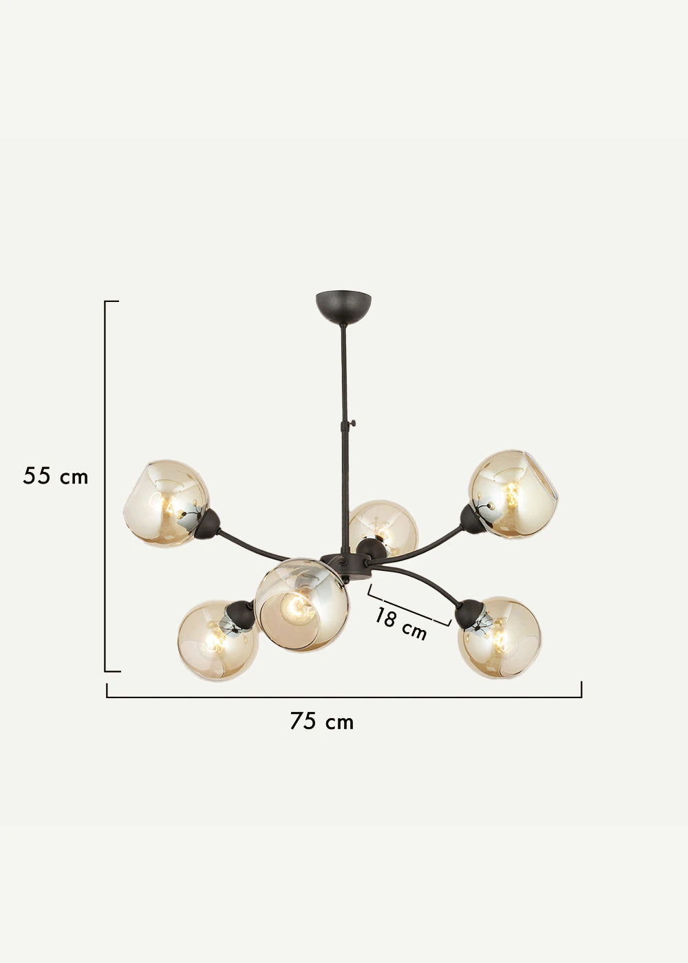 Leto 6'lı Avize Siyah (75x55 cm) - 2