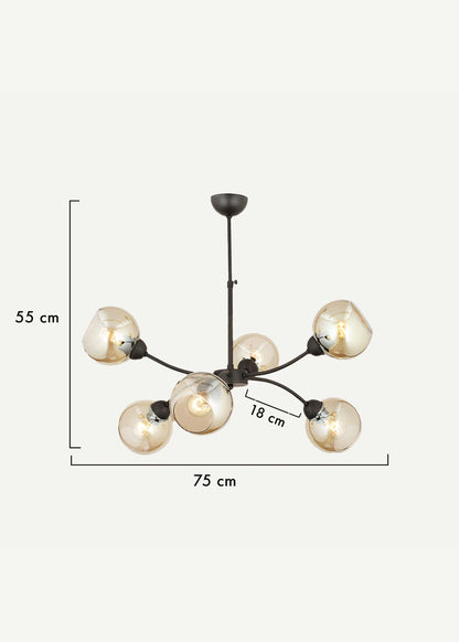 Leto 6'lı Avize Siyah (75x55 cm) - 2