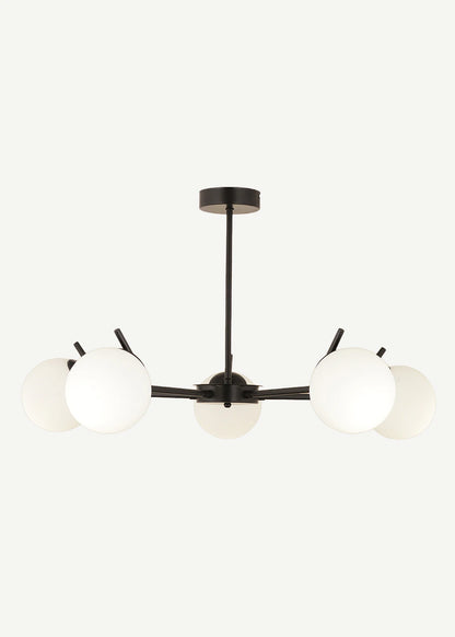 Brody 5'li Beyaz Camlı Avize Siyah (80x41 cm)