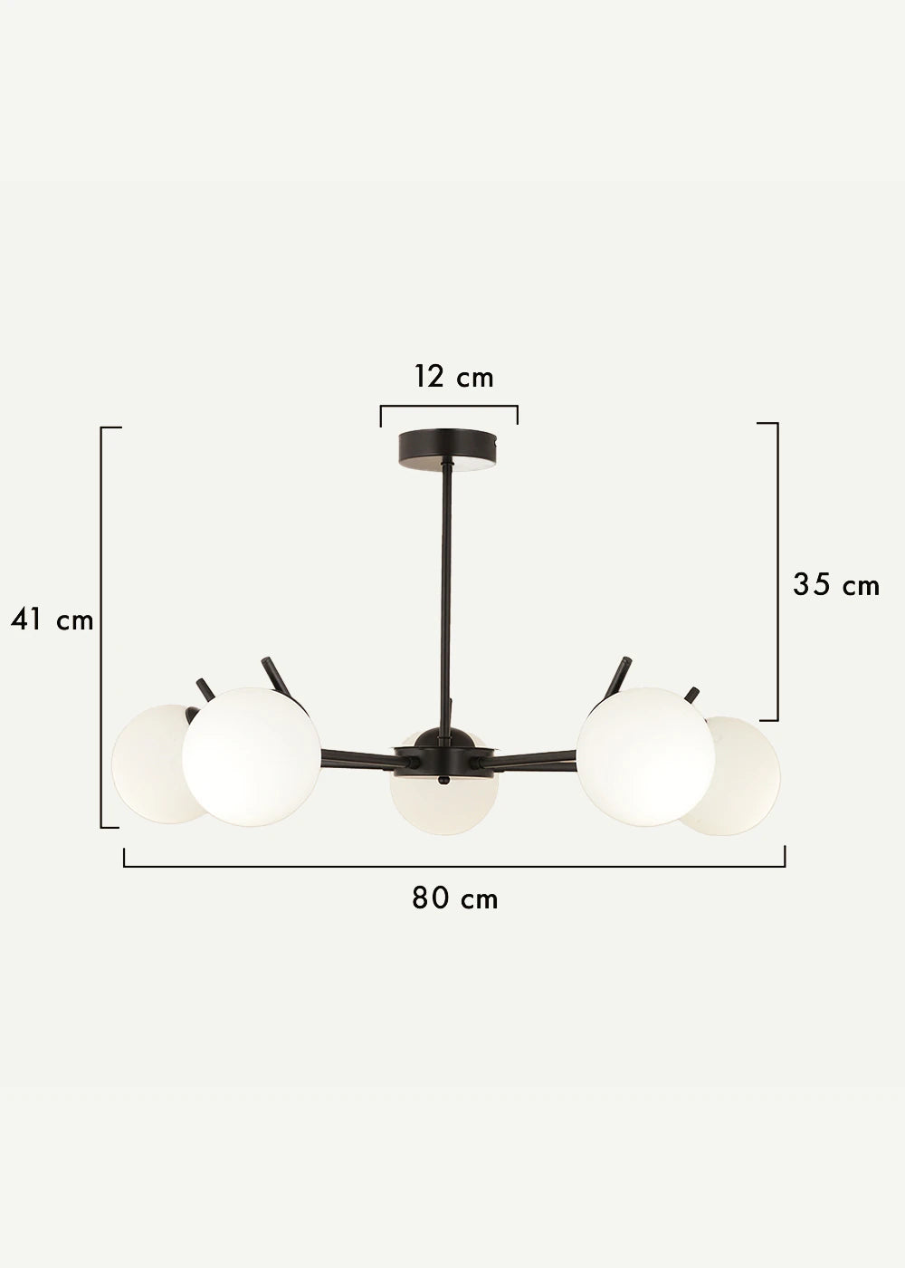 Brody 5'li Beyaz Camlı Avize Siyah (80x41 cm) - 3
