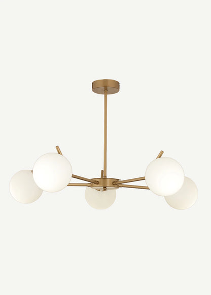 Brody 5'li Beyaz Camlı Avize Siyah (80x41 cm)