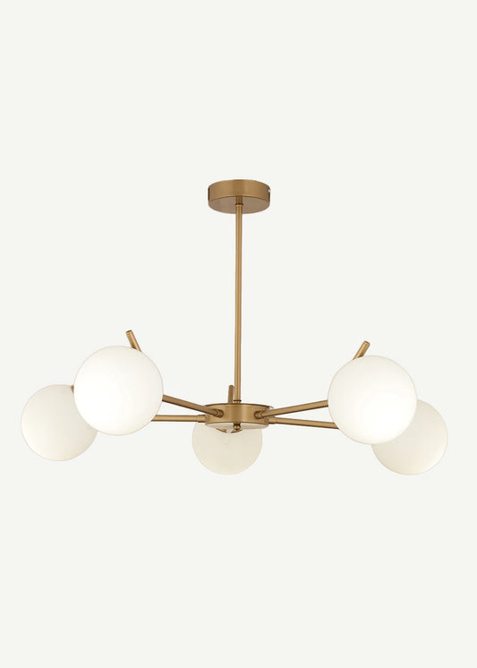 Brody 5'li Beyaz Camlı Avize Eskitme (80x41 cm)