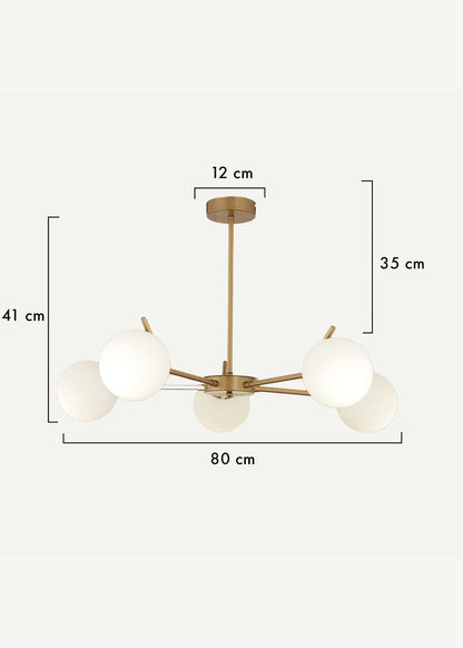 Brody 5'li Beyaz Camlı Avize Eskitme (80x41 cm)