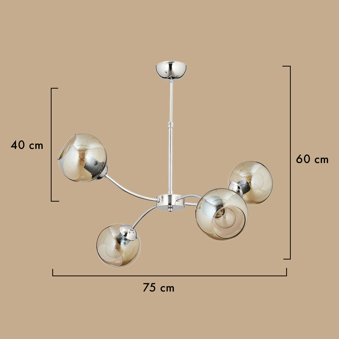 Leto 6'lı Avize Siyah (75x55 cm) - 4'lü - KROM - 3