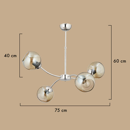 Leto 6'lı Avize Siyah (75x55 cm) - 4'lü - KROM - 3